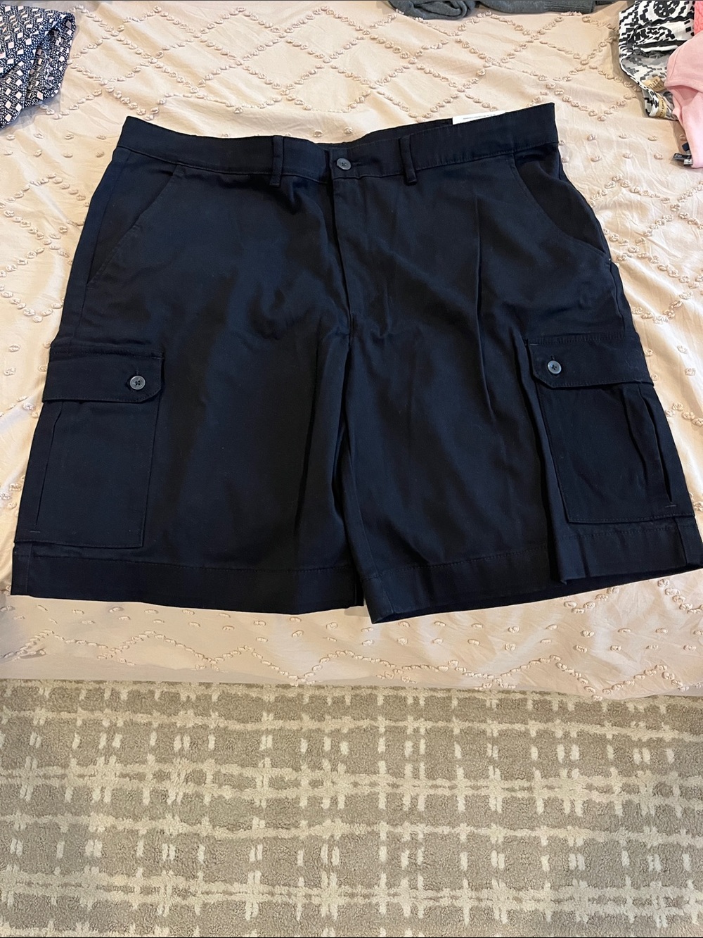 St. John's Bay Black Cargo Shorts with Buttoned Pockets